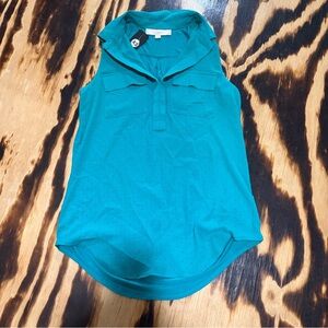 LOFT‎ Blue/Teal Sleeveless Polo Blouse